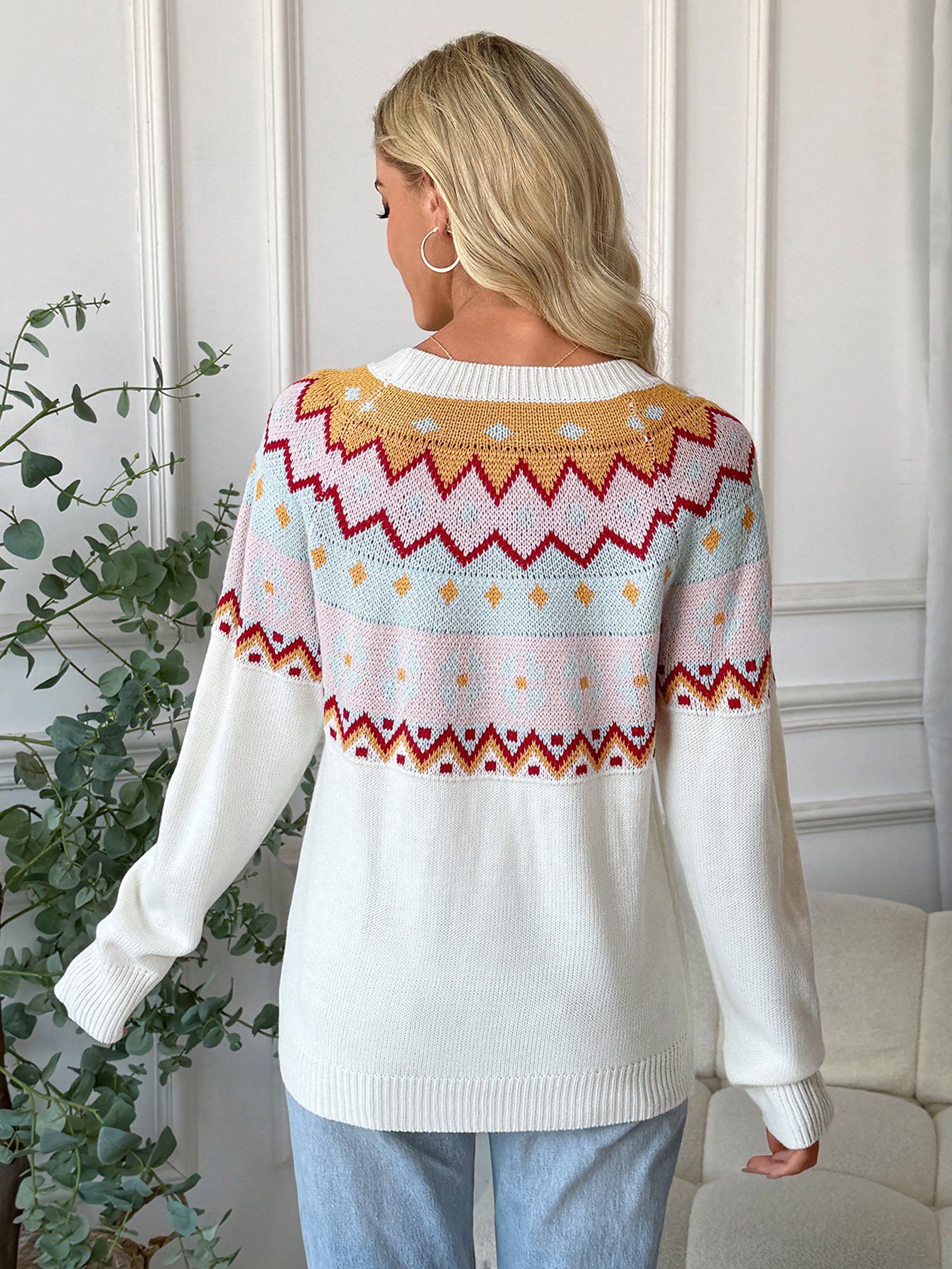 Casual Crew Neck Knitted Sweater