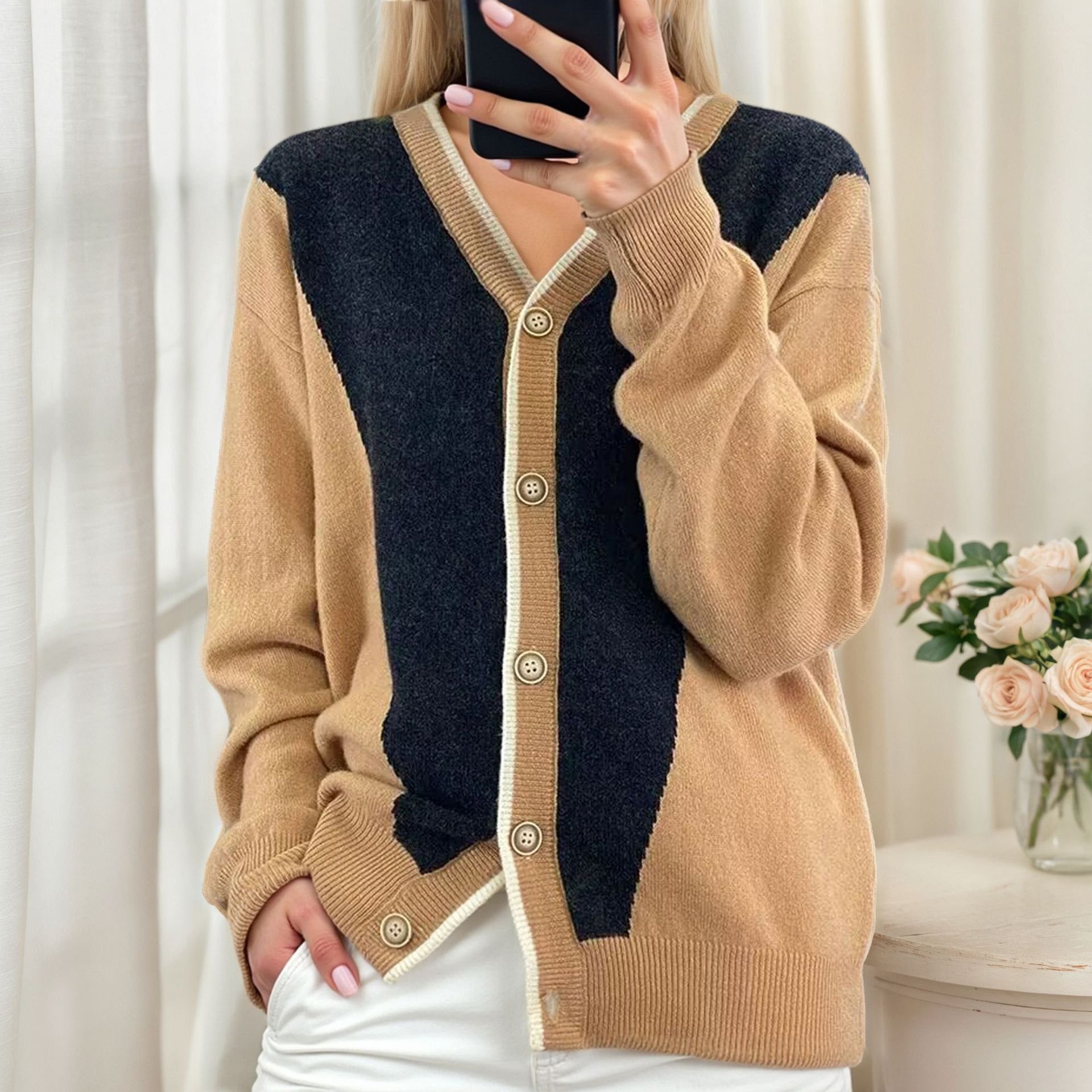 Regular Fit Cotton V Neck Casual Cardigan