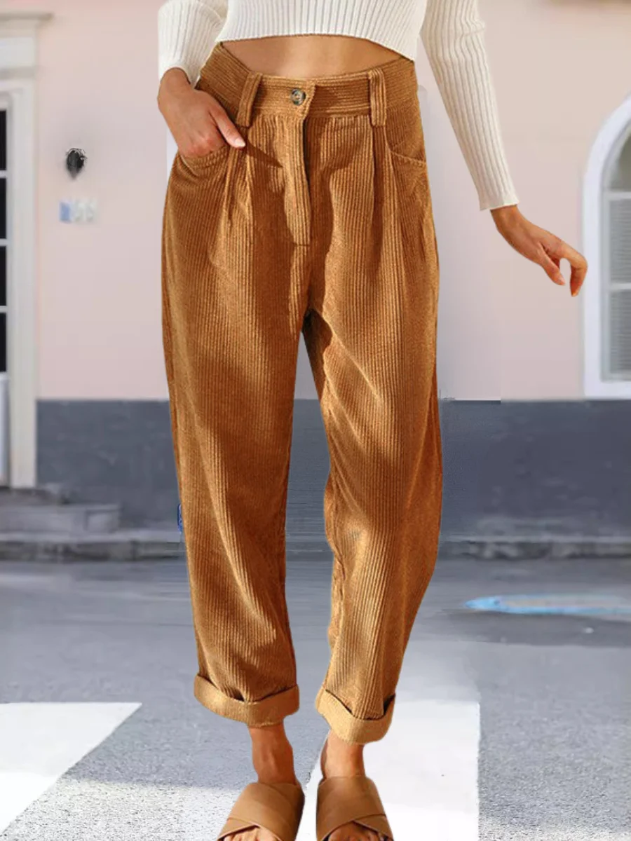 Women's  Elastic Waist H-Line Harem Pants Daily Going Out Pants Yellow Casual Split Joint Plain Spring/Fall Pants