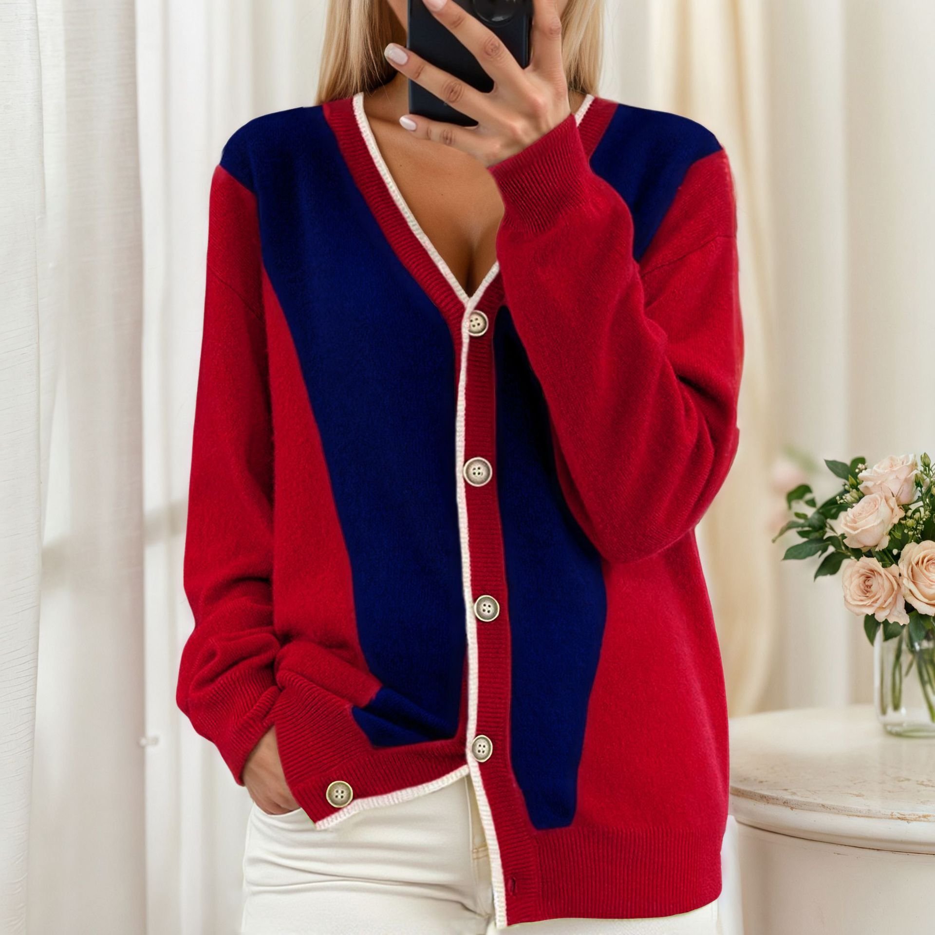 Regular Fit Cotton V Neck Casual Cardigan