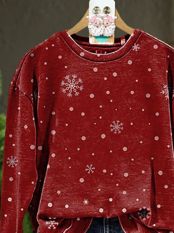 Loose Christmas Crew Neck Casual Sweatshirt