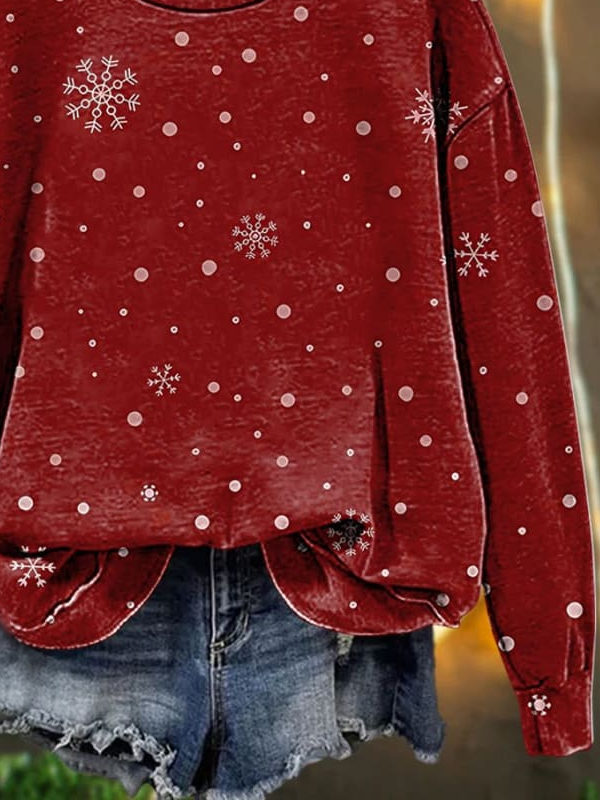 Loose Christmas Crew Neck Casual Sweatshirt