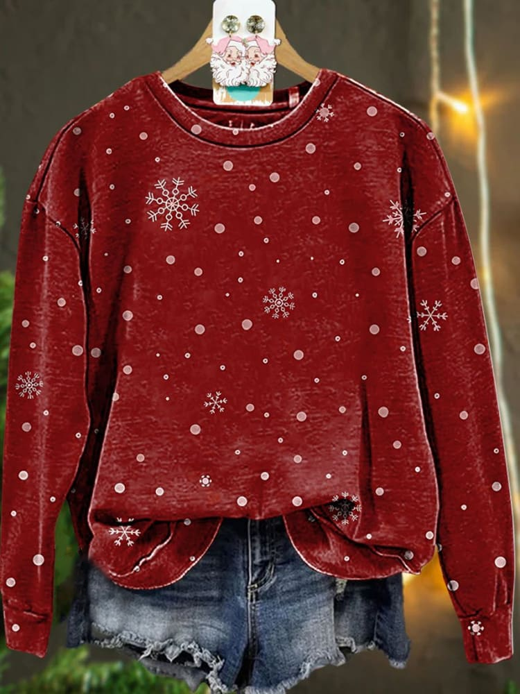 Loose Christmas Crew Neck Casual Sweatshirt