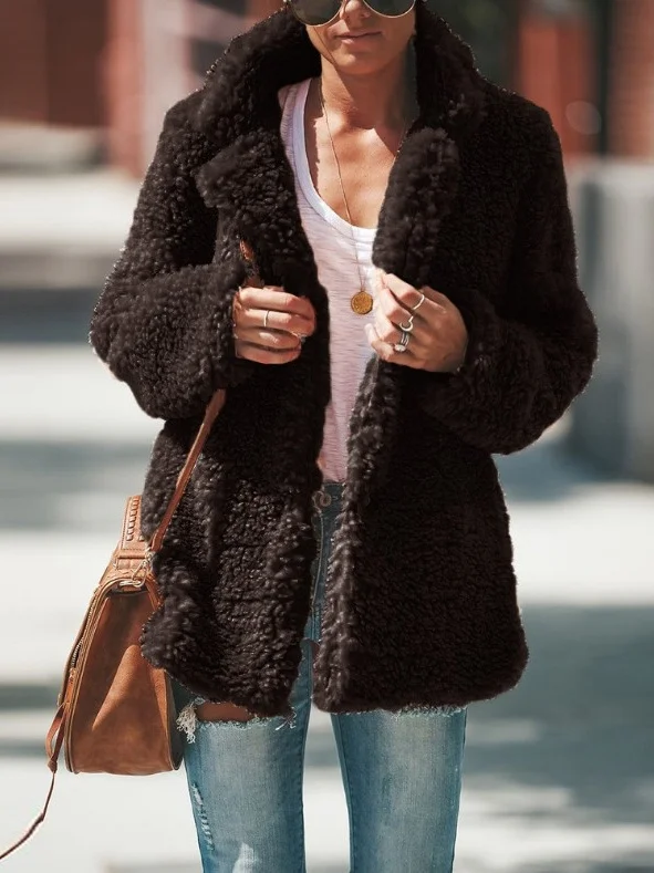 Shawl Collar Plain Urban Split Joint Jacket
