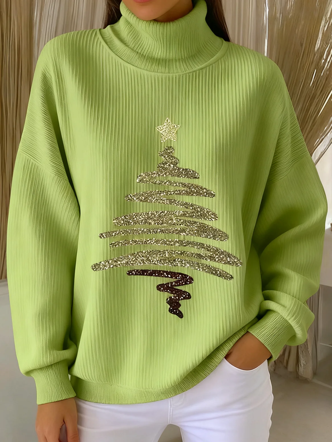 Turtleneck Christmas Vintage Loose Sweater
