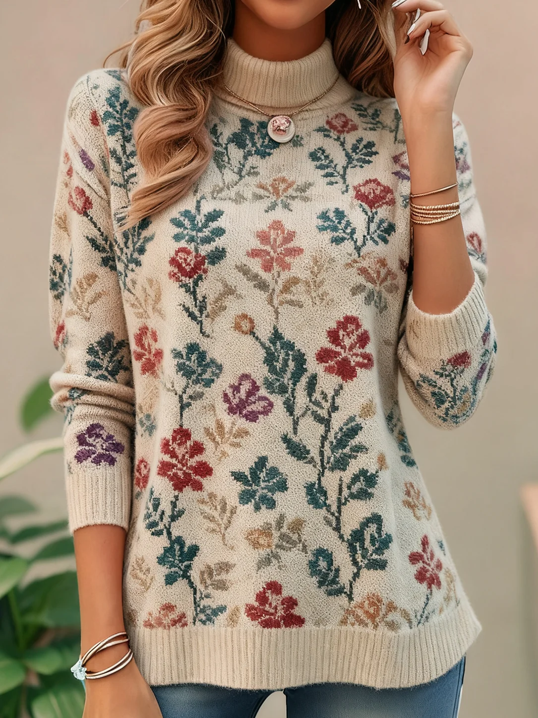 Loose Turtleneck Vintage Sweater