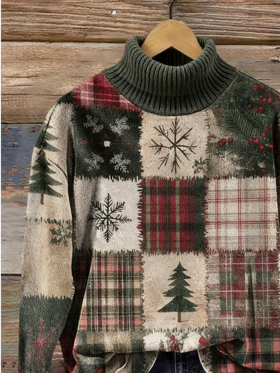 Casual Turtleneck Geometric Loose Sweater