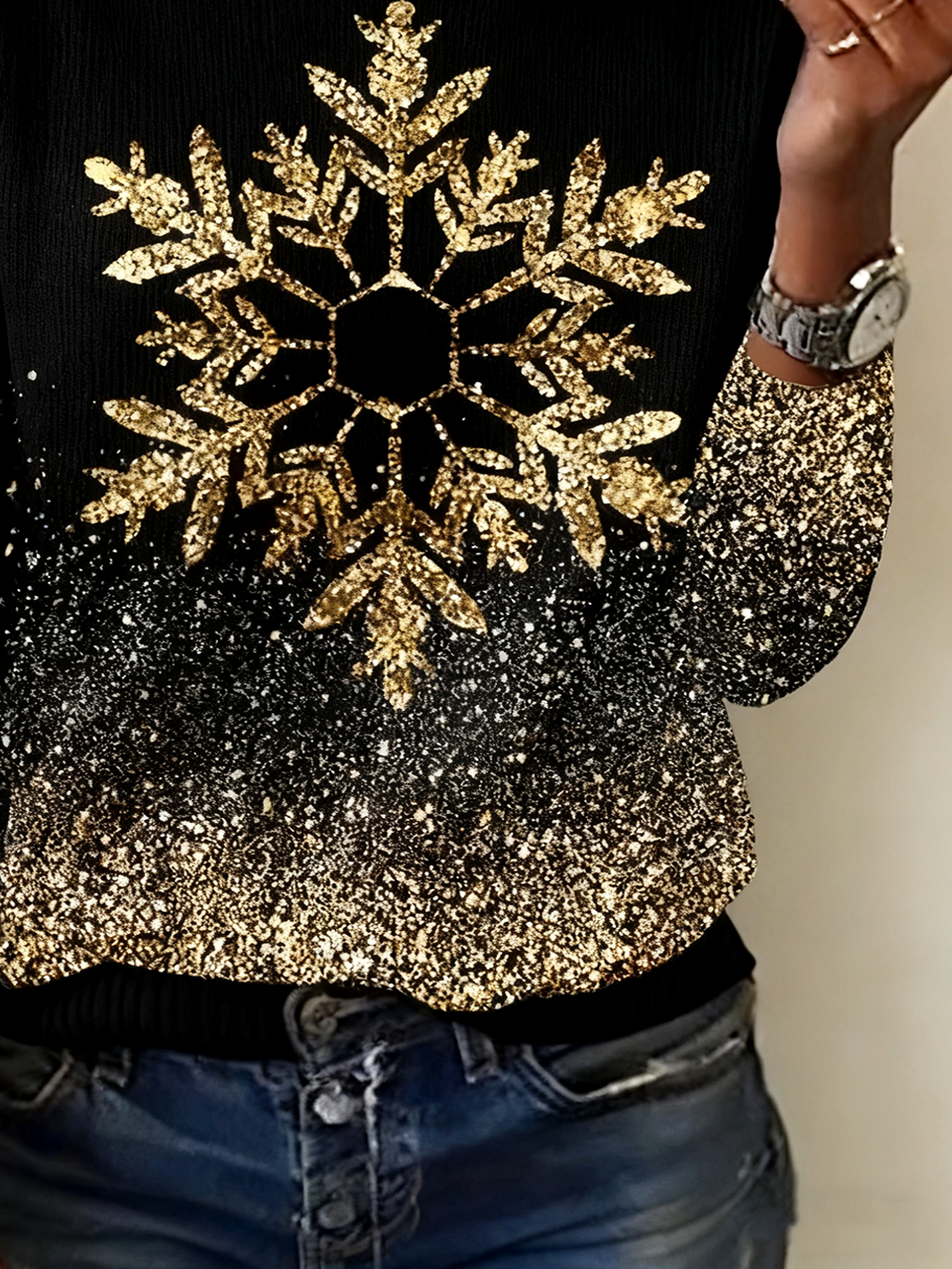 Gradient Pattern Vintage Loose Turtleneck Sweater