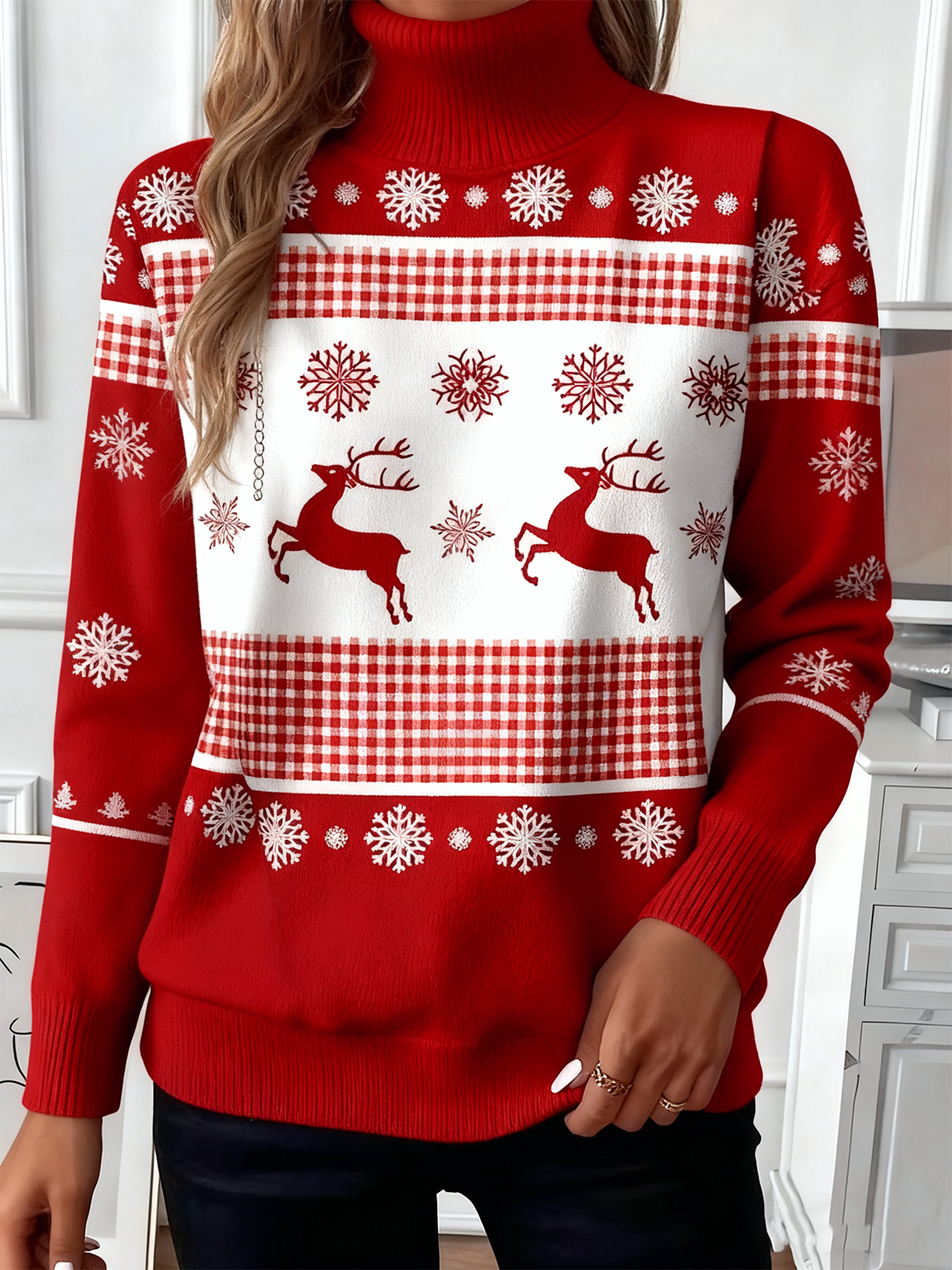 Christmas Casual Turtleneck Loose Sweater