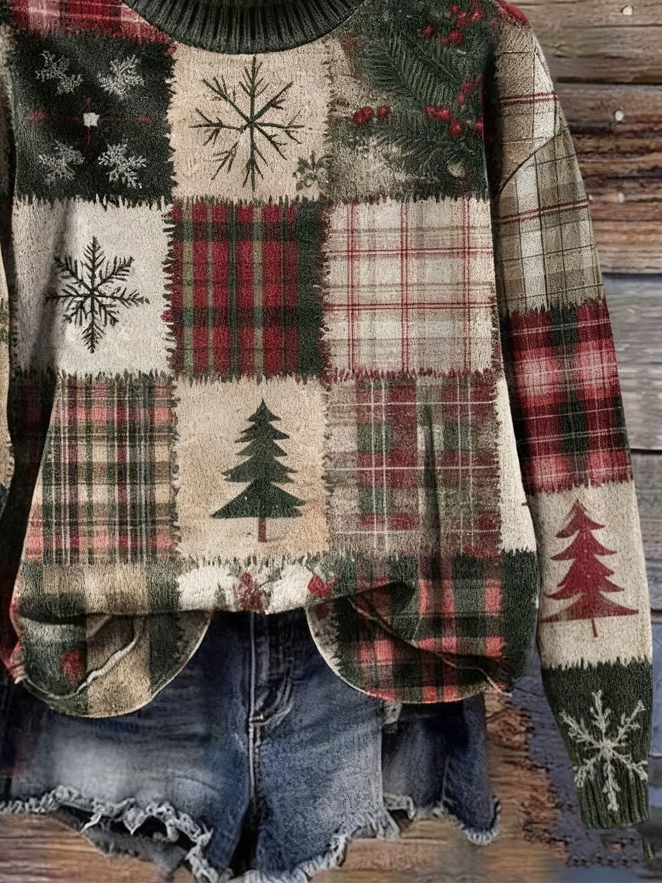 Casual Turtleneck Geometric Loose Sweater