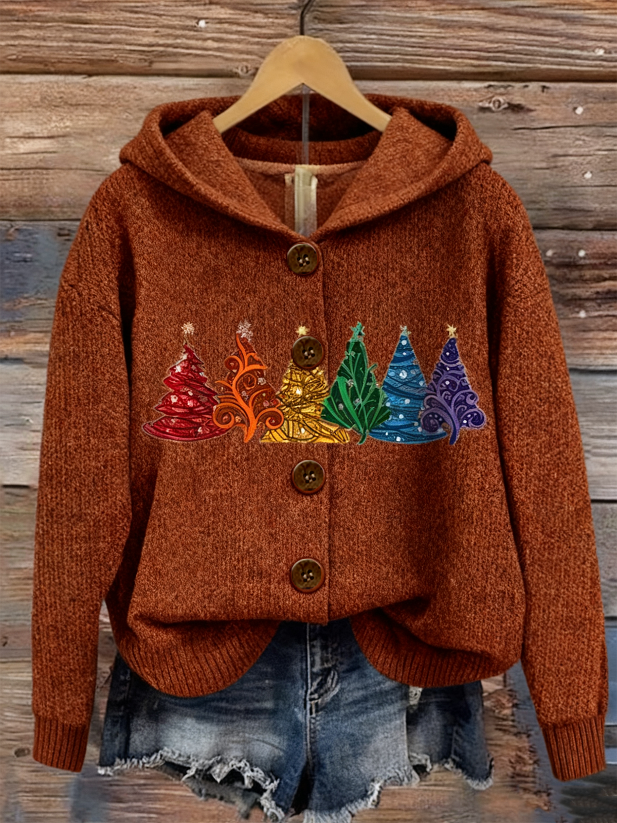 Loose Wool/Knitting Christmas Simple Cardigan