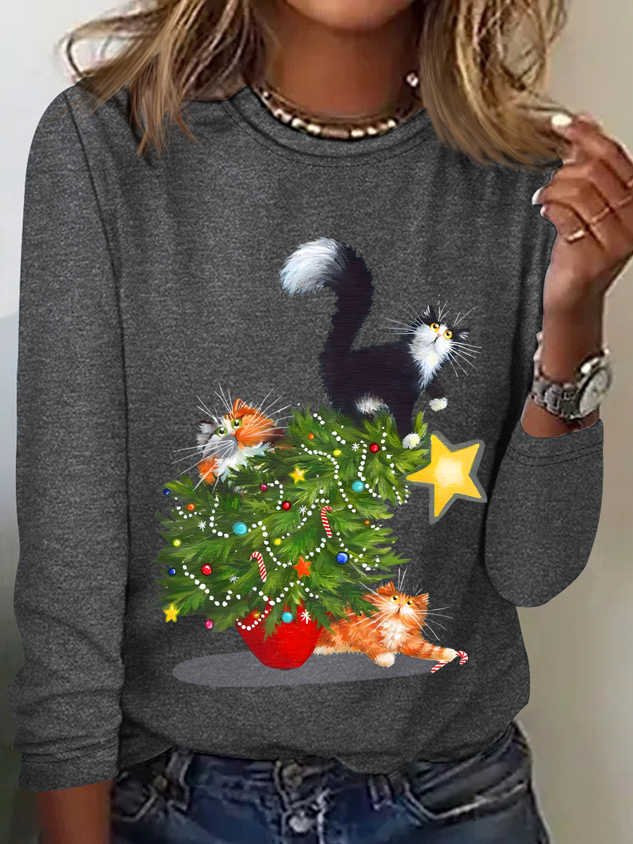 Cat Christmas Funny  Long sleeve shirt