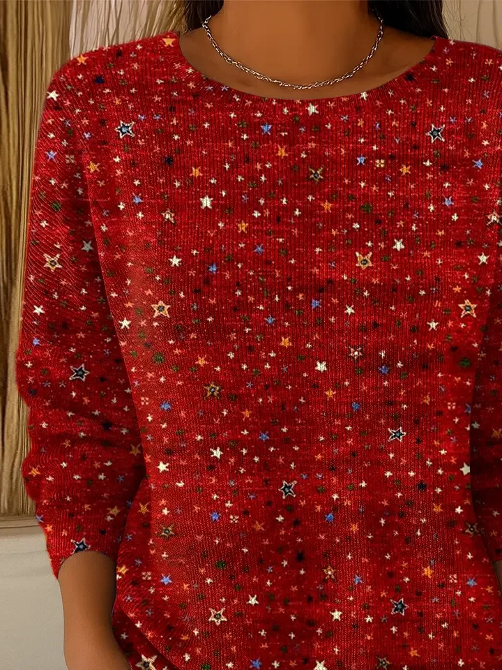 Regular Fit Casual Christmas Printing Sweater