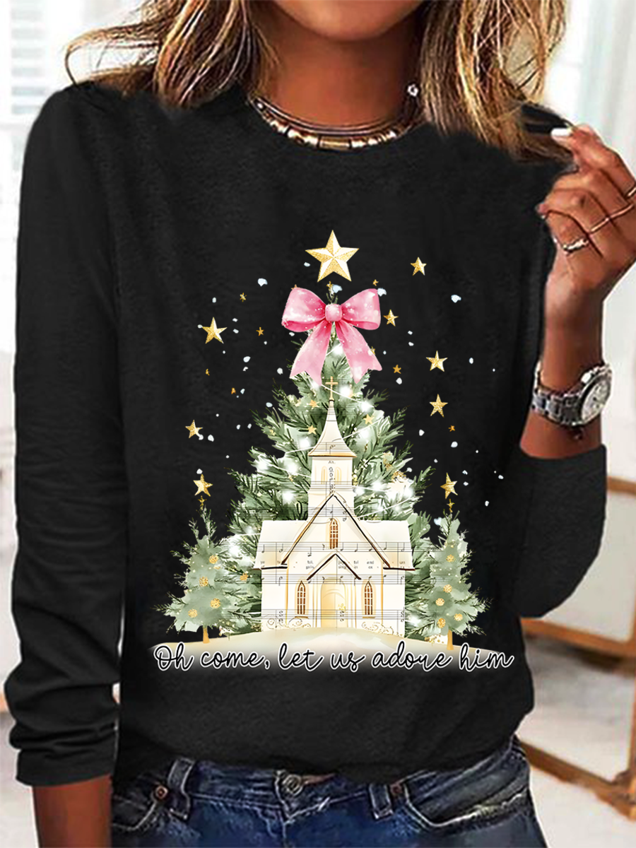 Oh Come Let Us Adore Him Long sleeve shirt