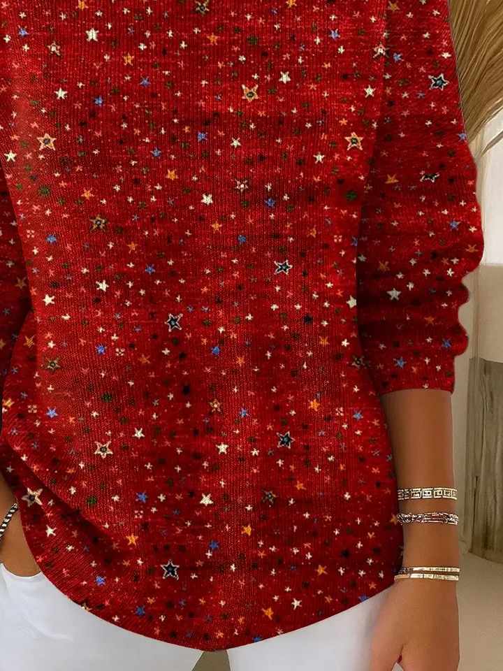 Regular Fit Casual Christmas Printing Sweater