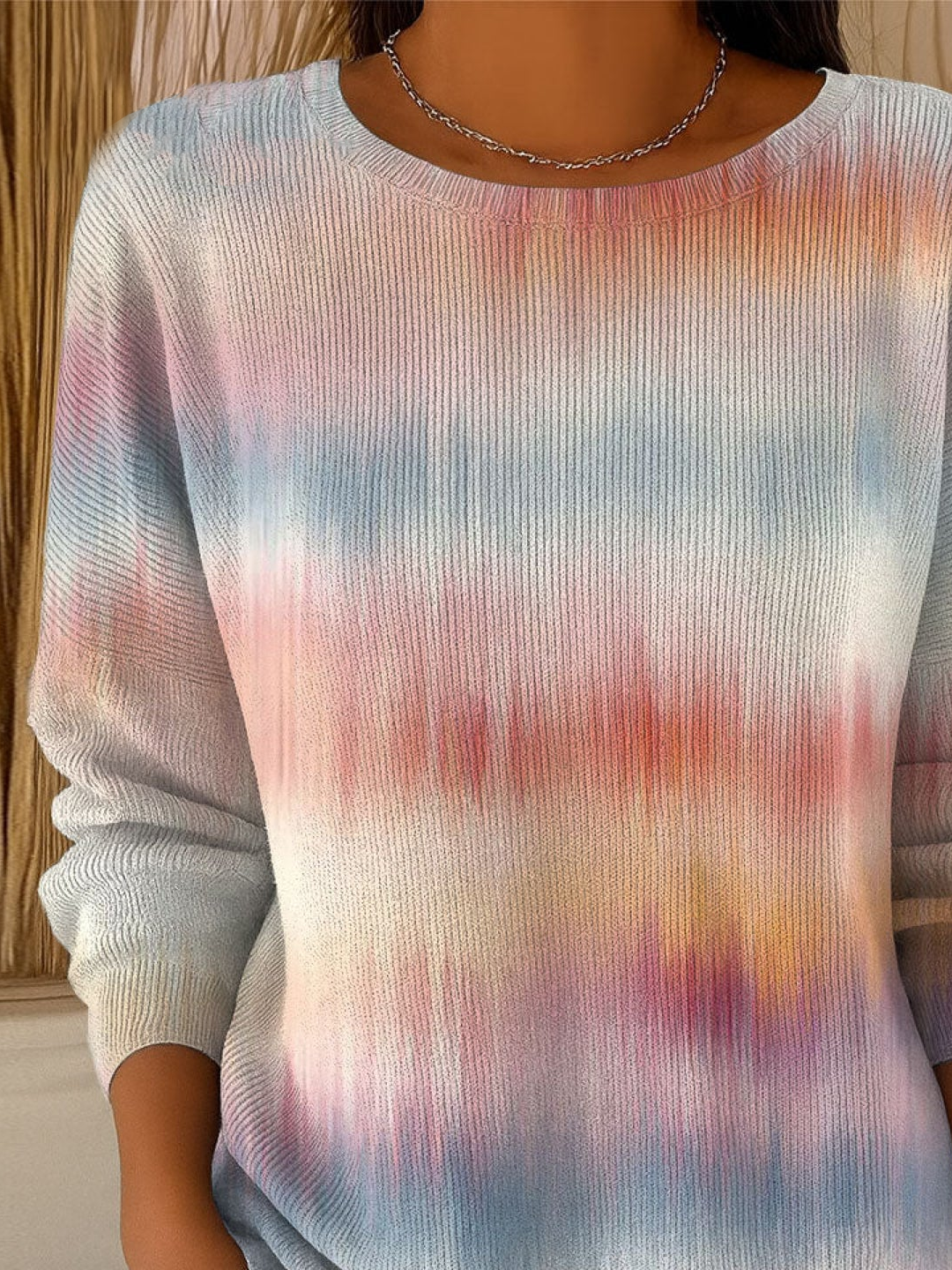 Crew Neck Abstract Printing Simple Sweater