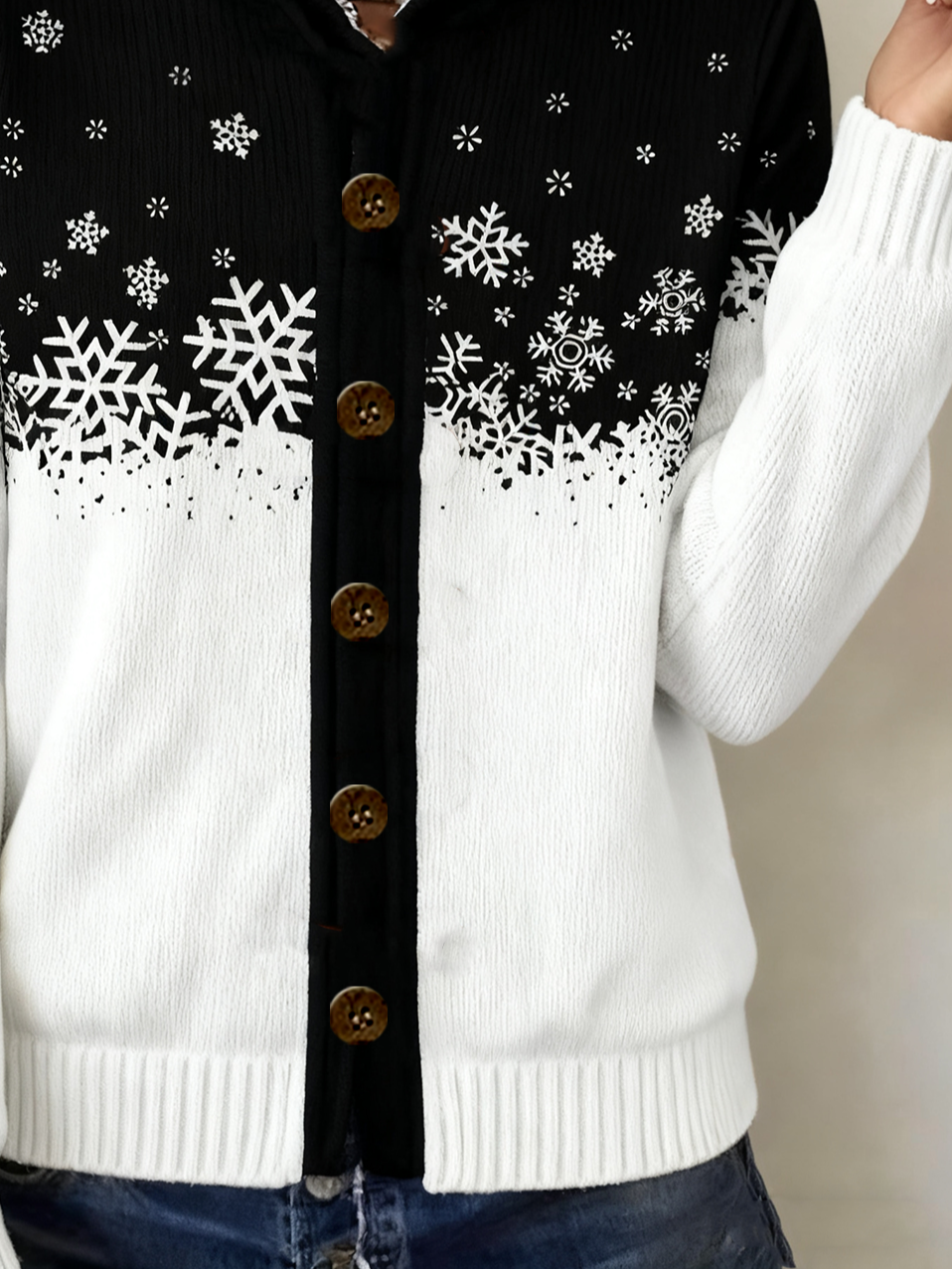 Wool/Knitting Christmas Casual Hoodie Cardigan