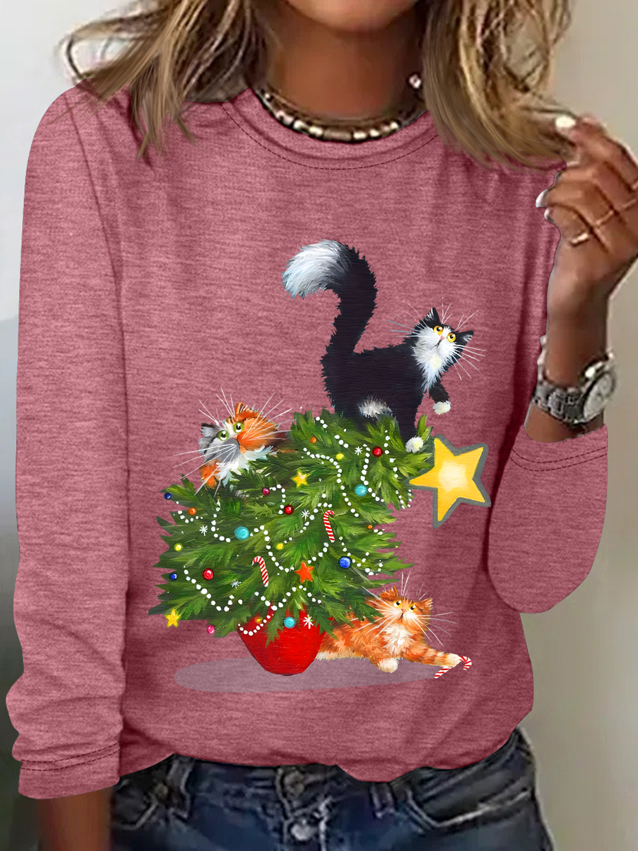 Cat Christmas Funny  Long sleeve shirt