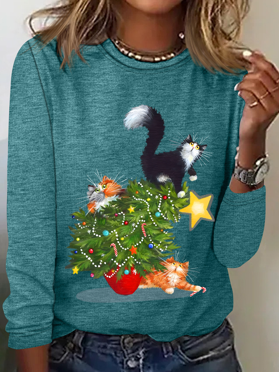 Cat Christmas Funny  Long sleeve shirt
