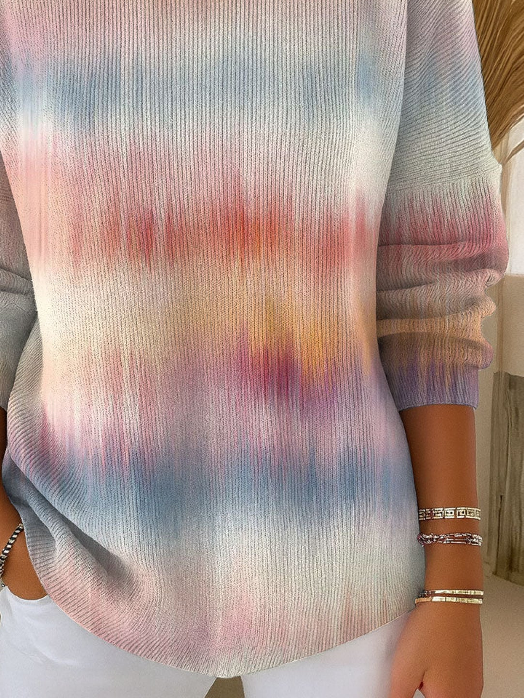 Crew Neck Abstract Printing Simple Sweater