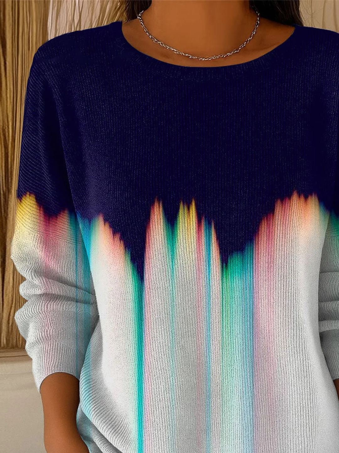 Crew Neck Printing Casual Abstract Sweater