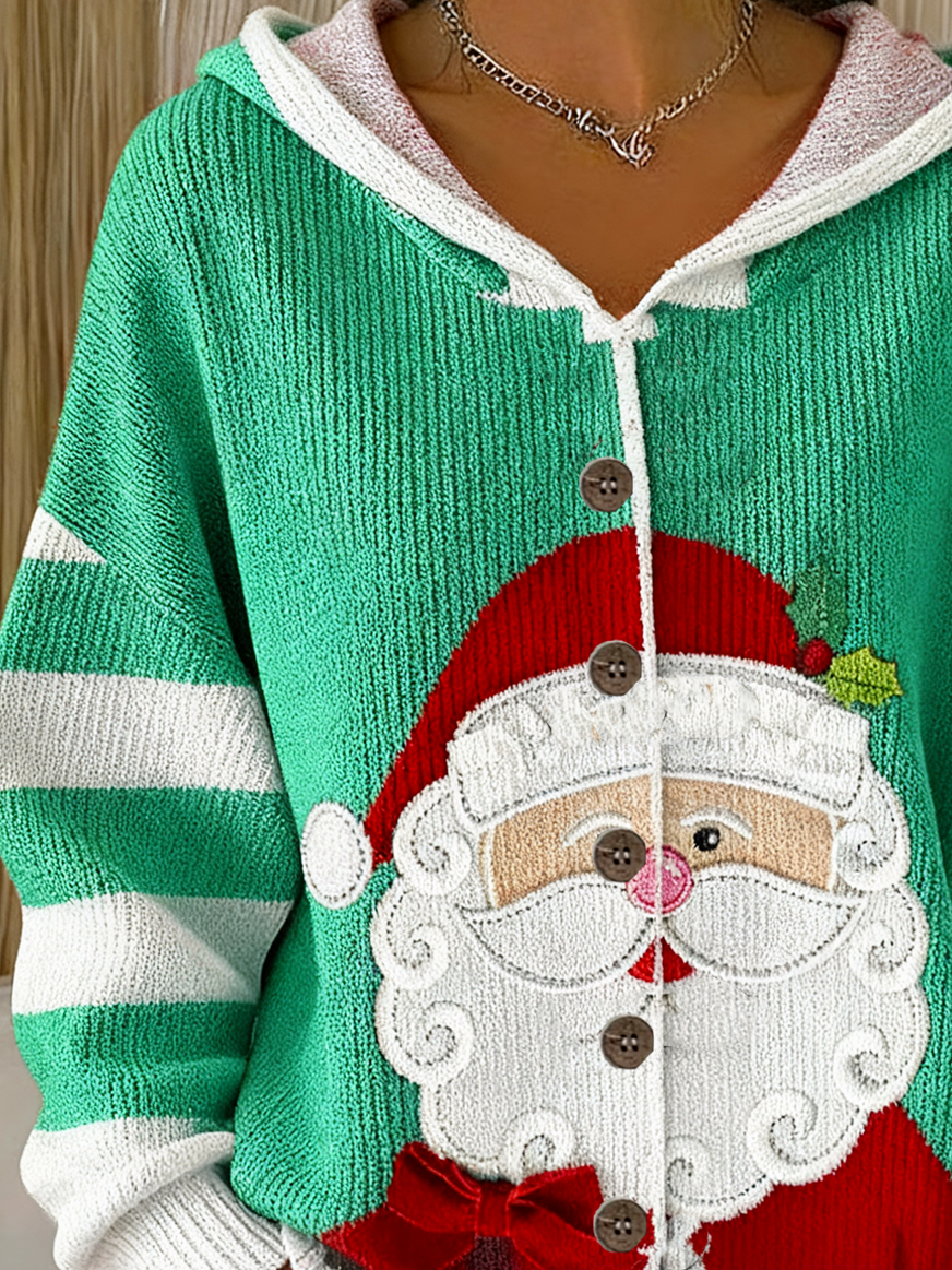 Casual Color Block Wool/Knitting Hoodie Cardigan