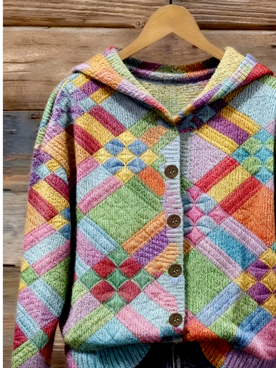 Loose Hoodie Geometric Casual Cardigan