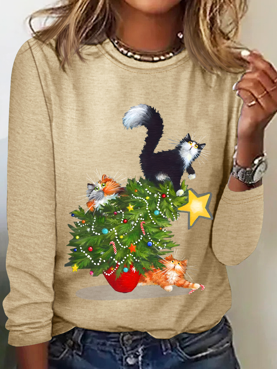 Cat Christmas Funny  Long sleeve shirt