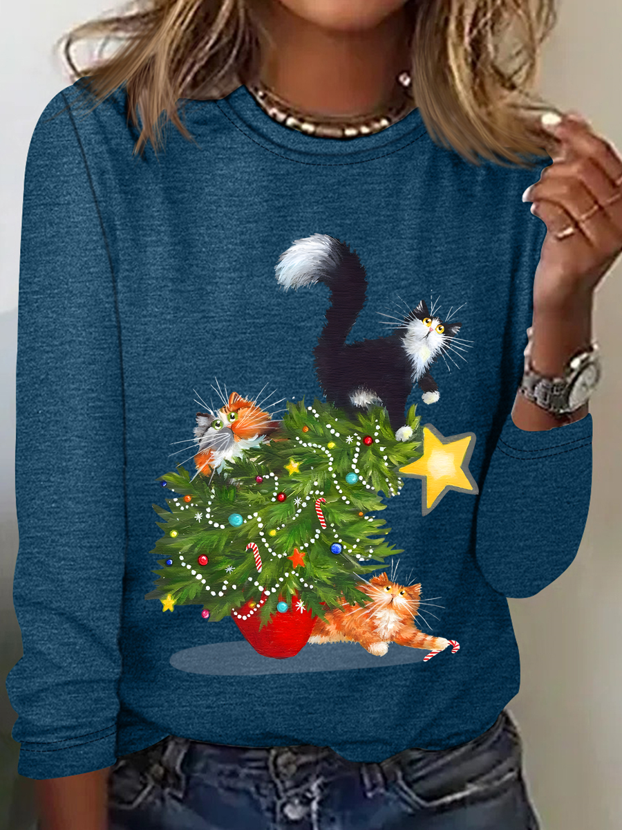 Cat Christmas Funny  Long sleeve shirt
