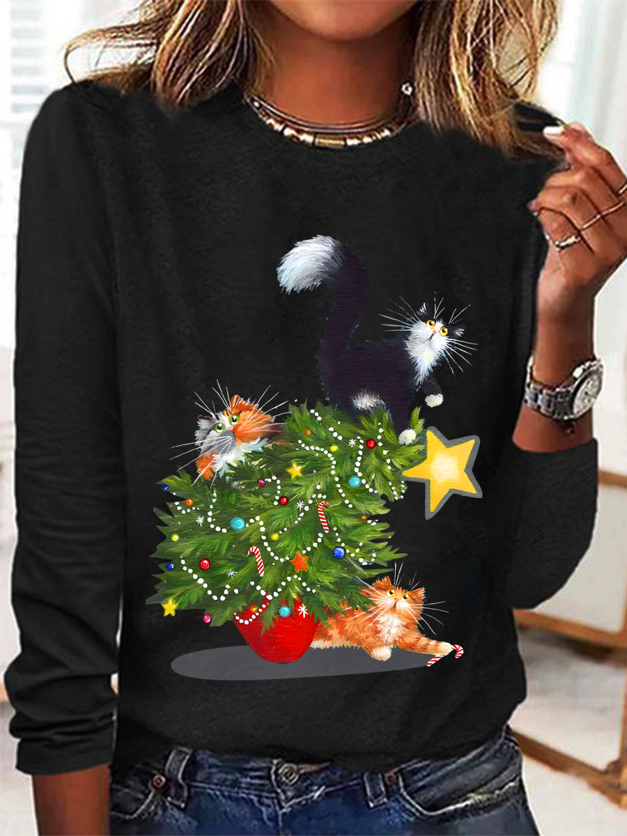 Cat Christmas Funny  Long sleeve shirt