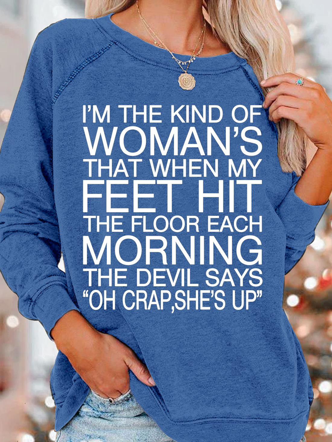 Women's Funny Cute She's up Saying Casual Crew Neck Sweatshirt