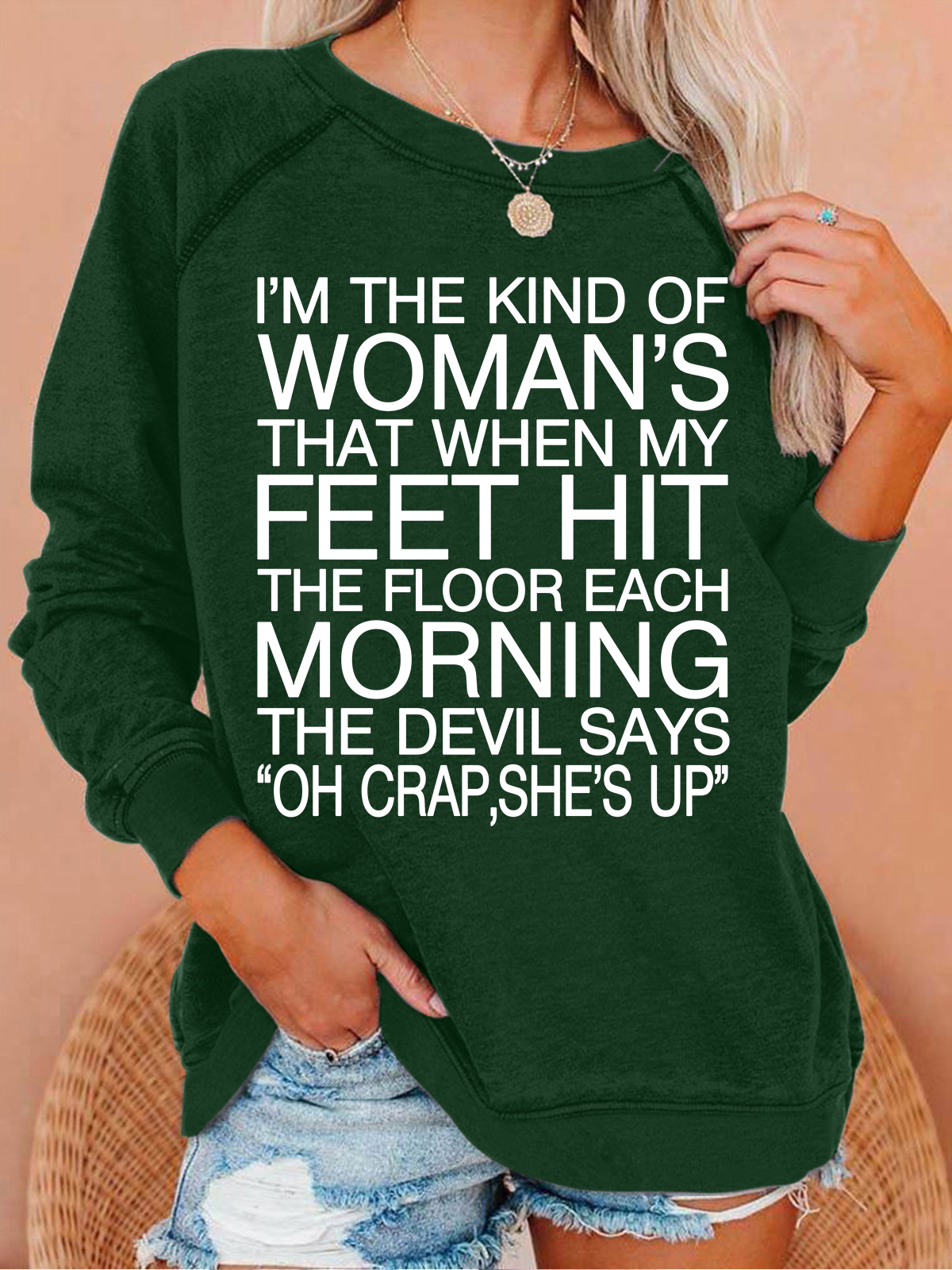Women's Funny Cute She's up Saying Casual Crew Neck Sweatshirt