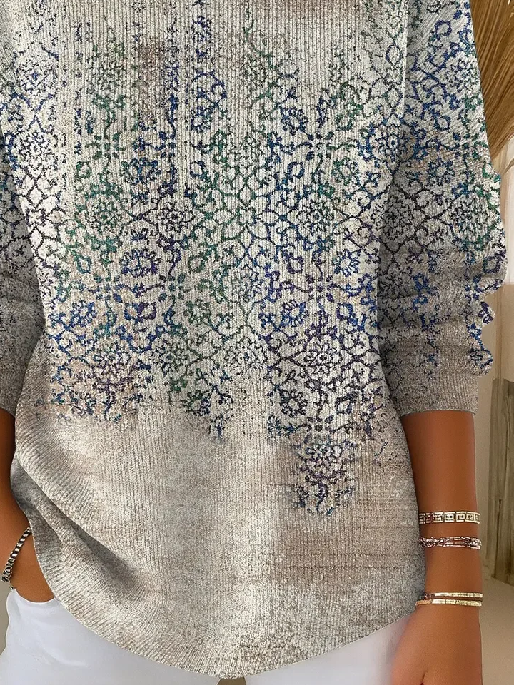 Crew Neck Simple Printing Abstract Sweater