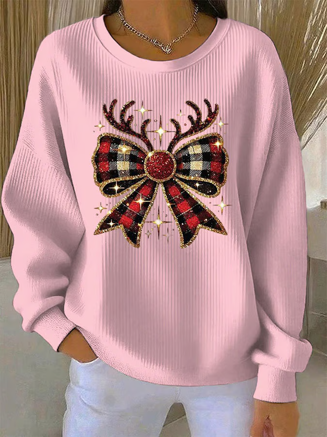 Casual Printing Loose Christmas Sweatshirt