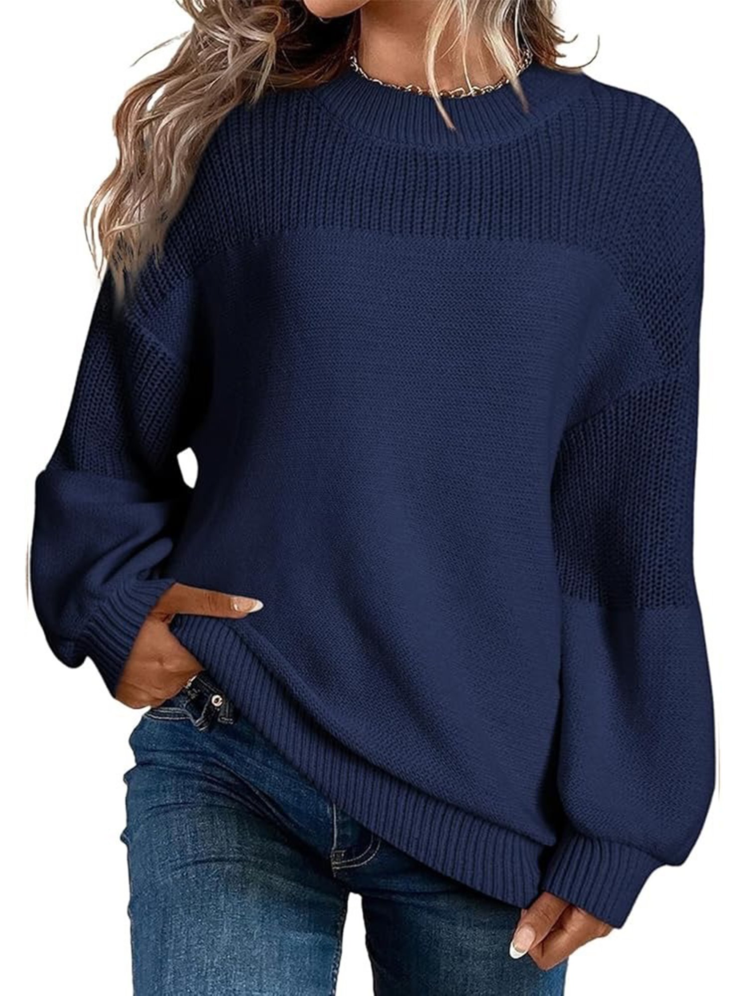 Casual Plain Crew Neck Sweater