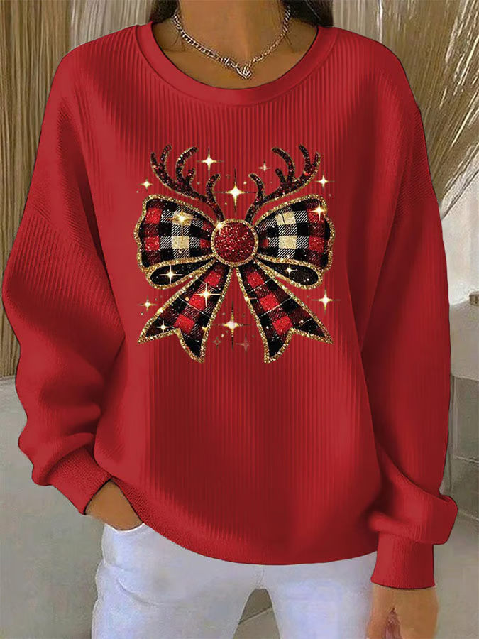 Casual Printing Loose Christmas Sweatshirt