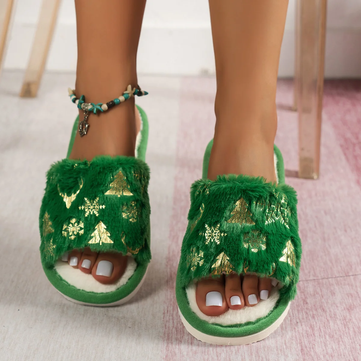 All Season Christmas Fleece Casual House Slippers