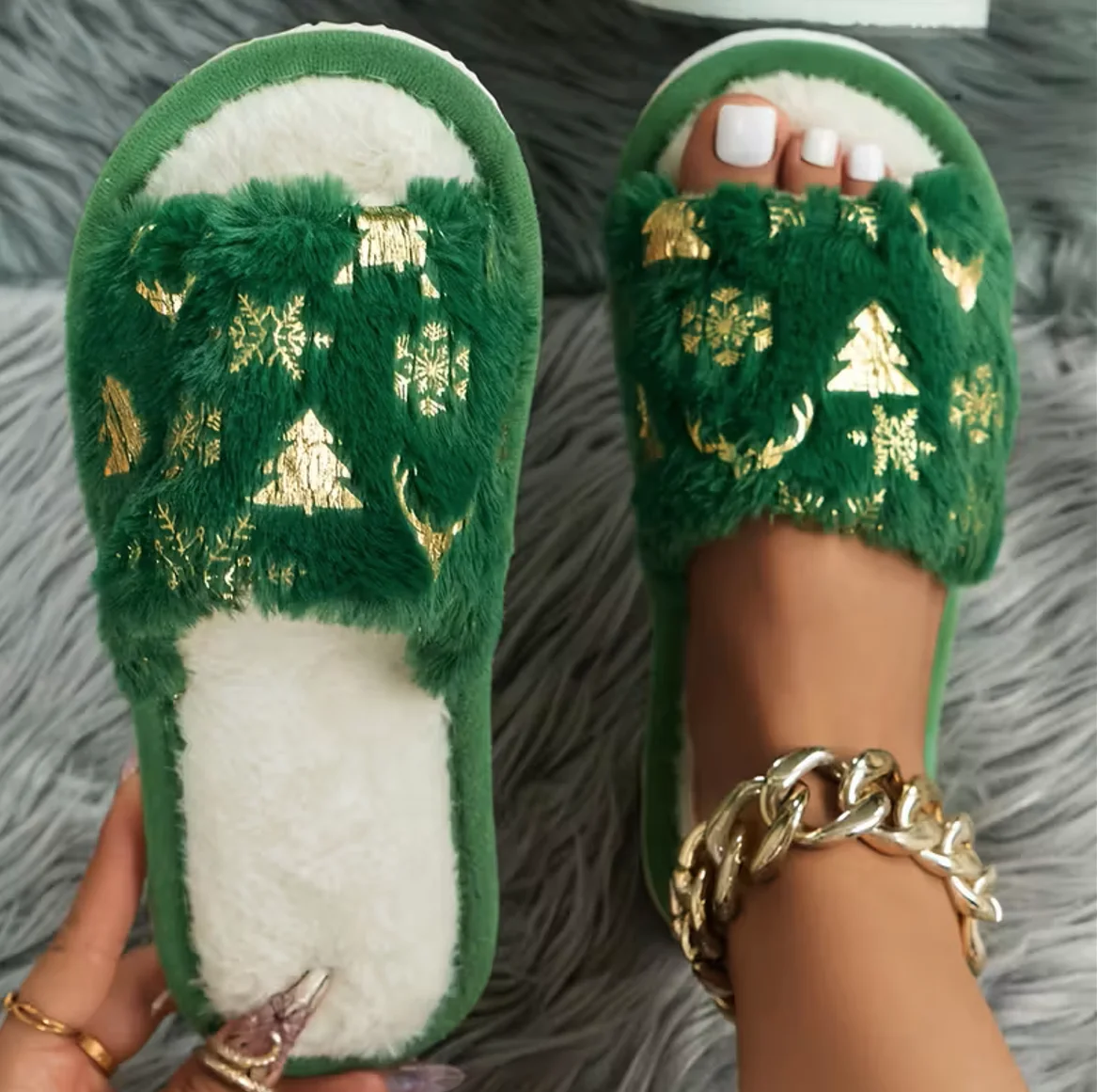 All Season Christmas Fleece Casual House Slippers