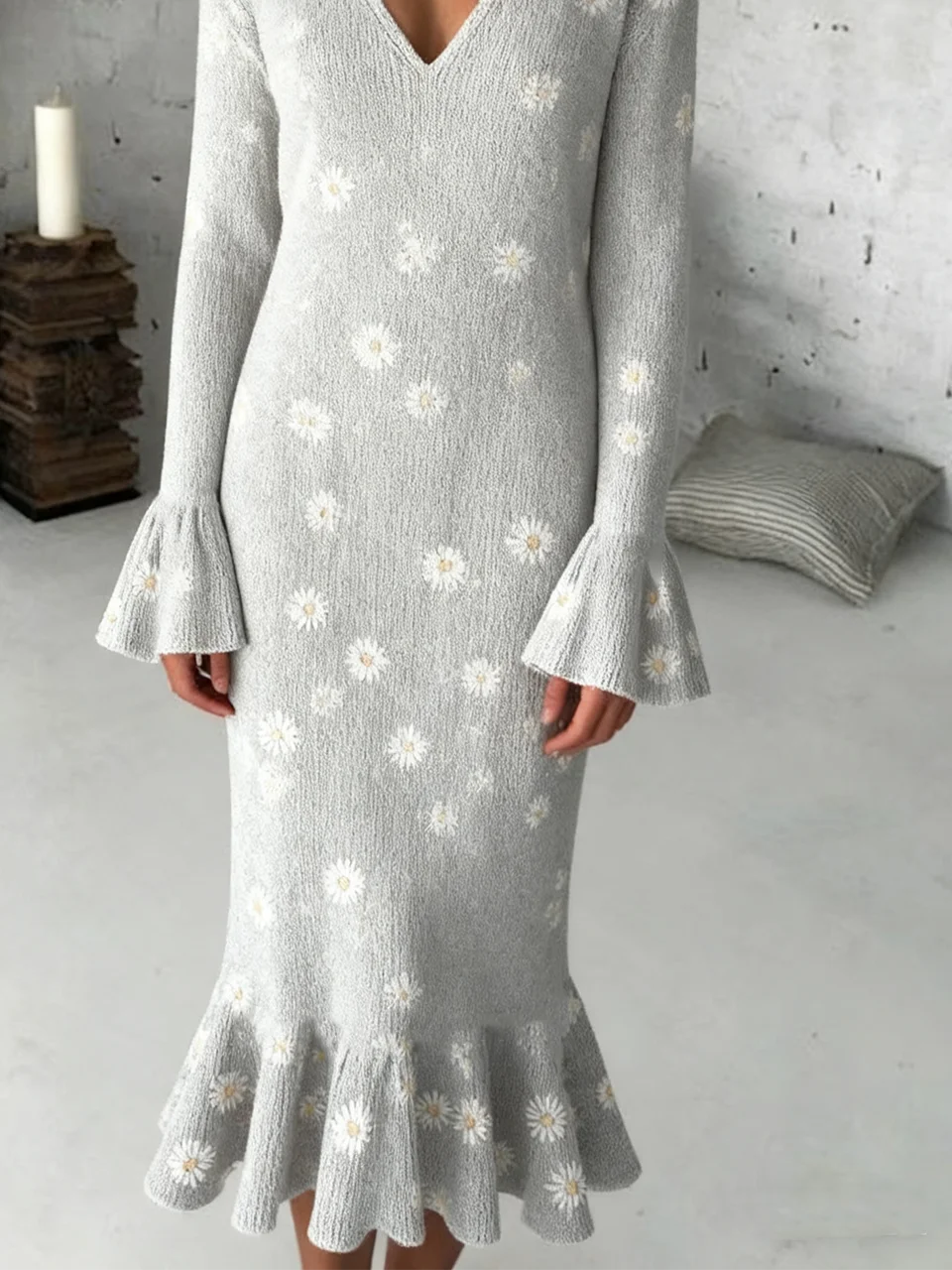 Knitted Regular Fit Sexy Sweater Dress With No