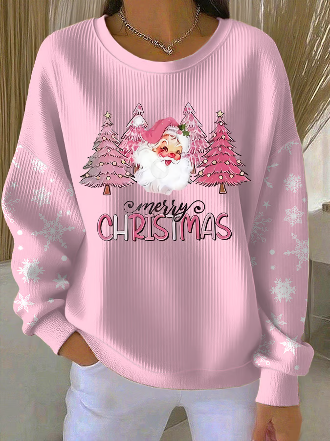 Crew Neck Christmas Printing Casual Sweatshirt