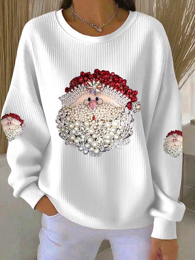 Printing Santa Claus Loose Casual Sweatshirt