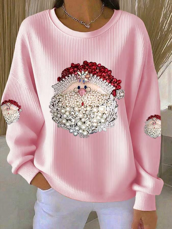 Printing Santa Claus Loose Casual Sweatshirt