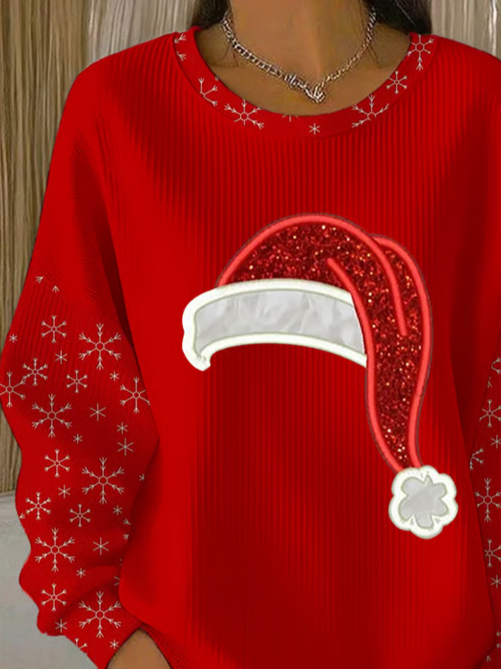 Printing Casual Crew Neck Christmas Sweatshirt