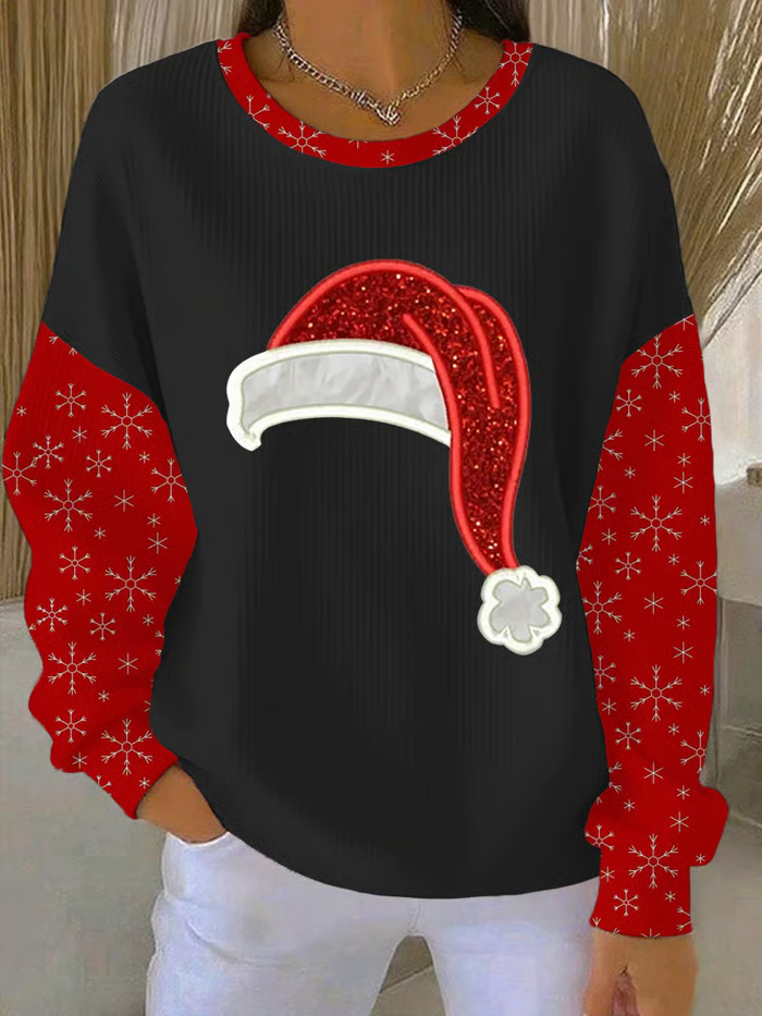 Printing Casual Crew Neck Christmas Sweatshirt