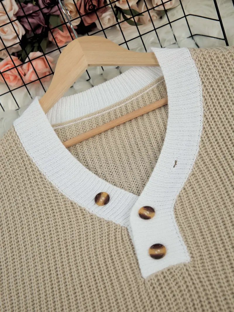 Lady Romance V Neck Loose Acrylic Sweater