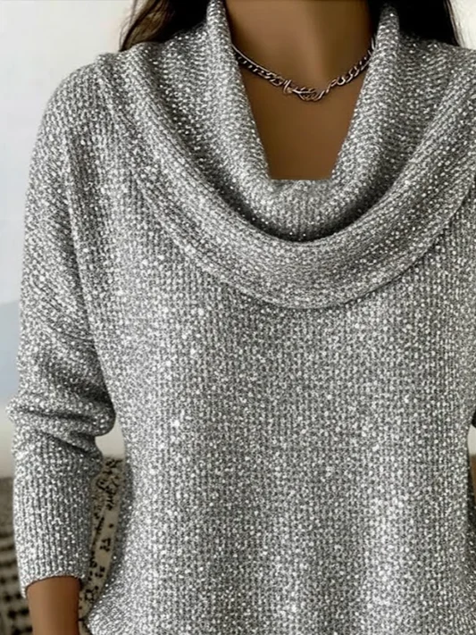 Regular Fit Cowl Neck Casual Sweater