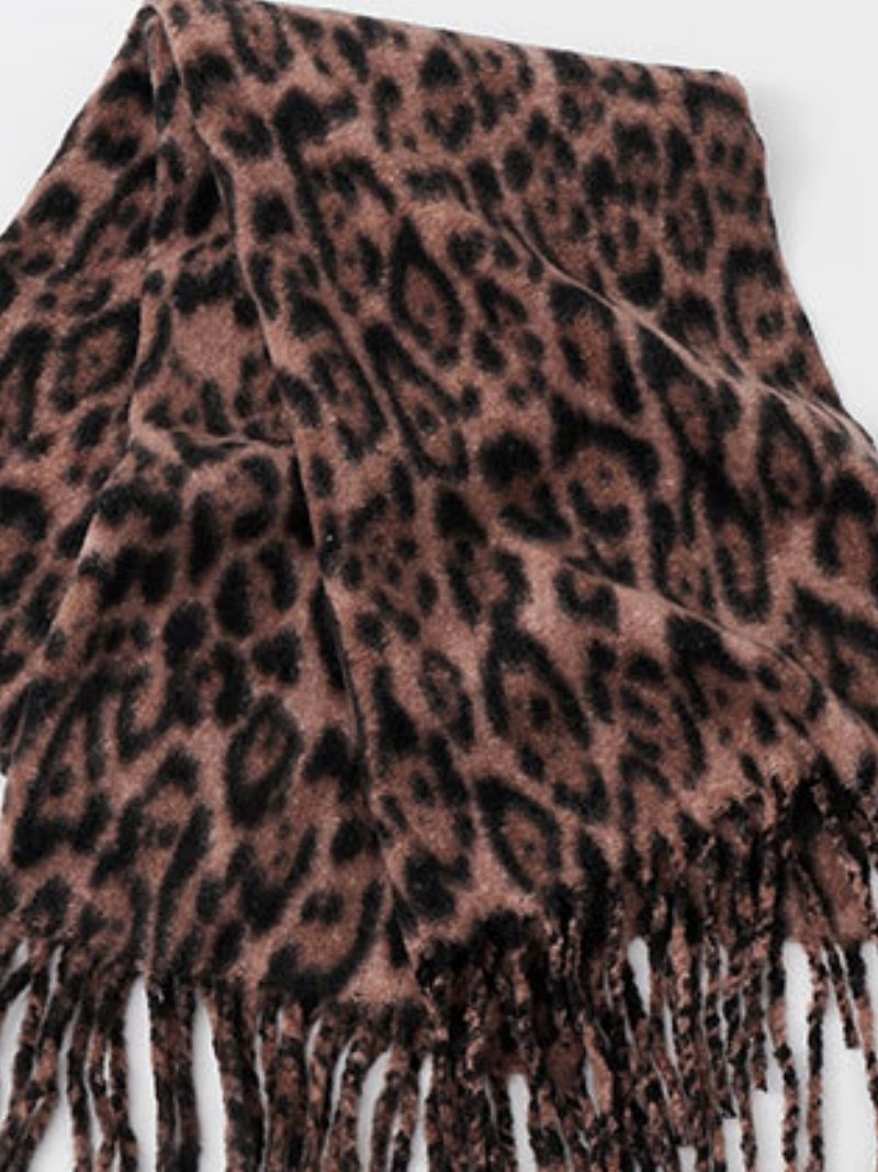 Winter Leopard Print Faux Cashmere Versatile Thick Shawl/scarf/neck Warmer