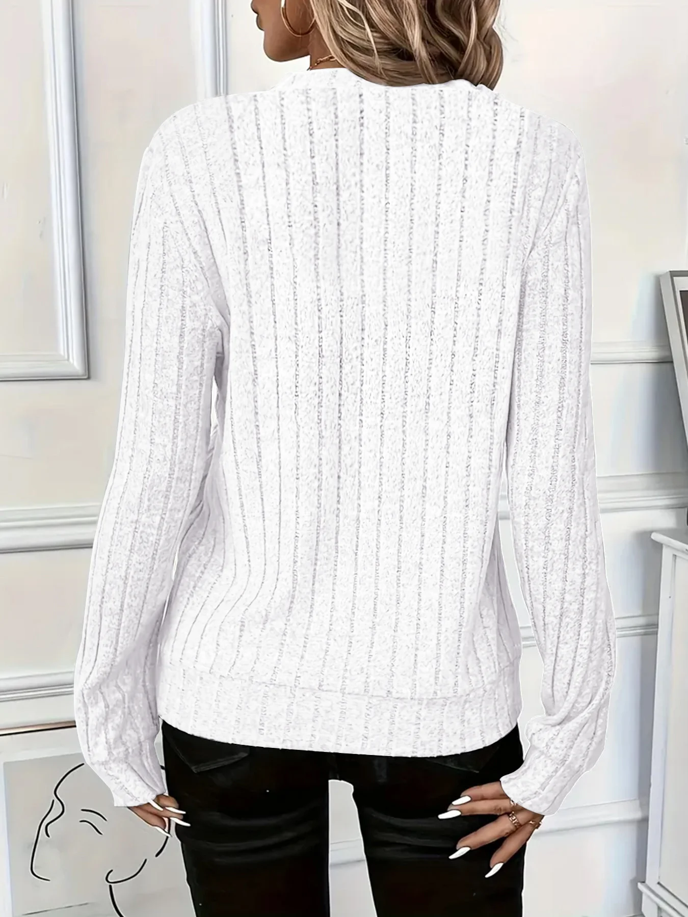 Vintage Loose Plain Others Knit Top