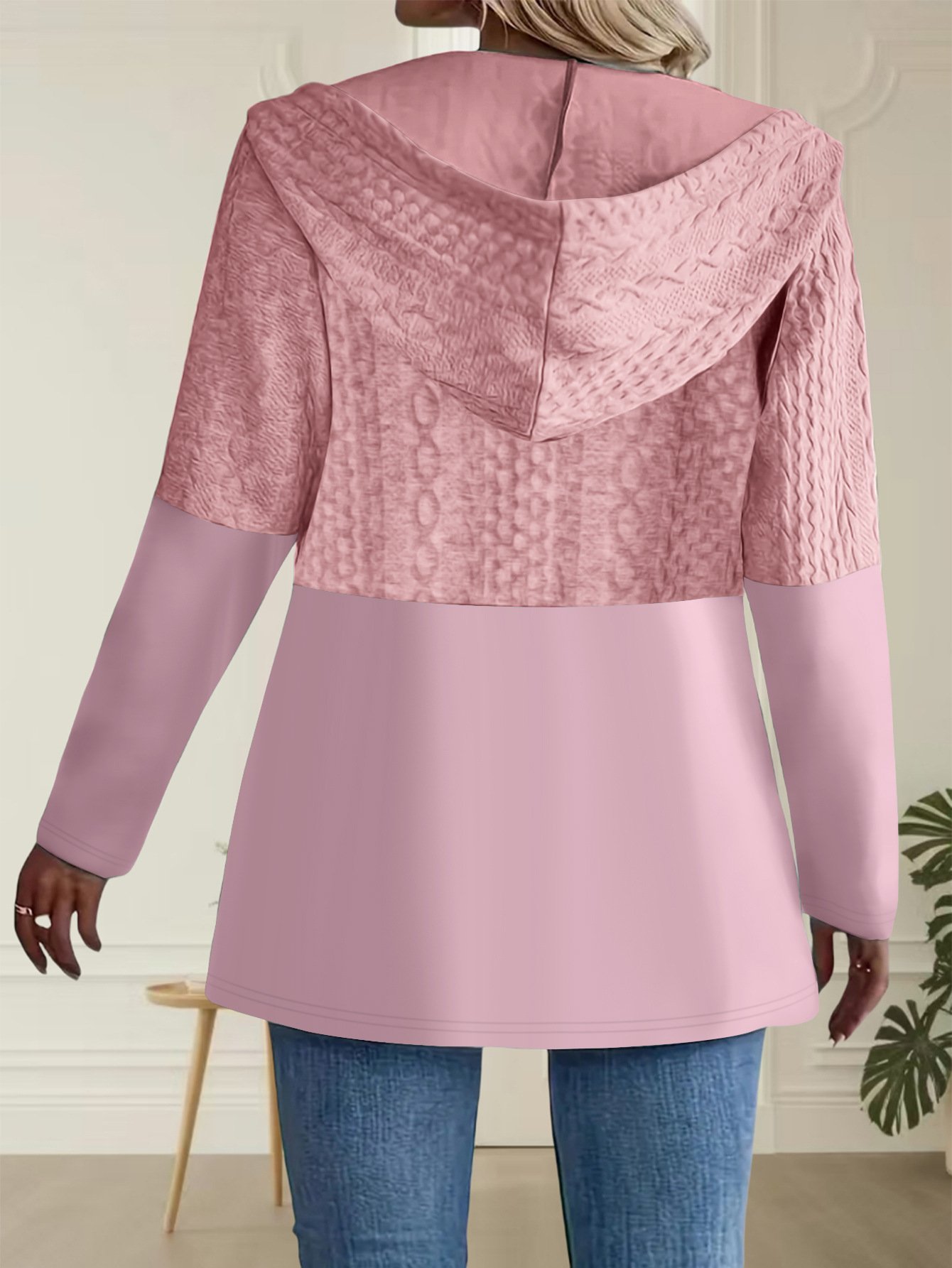 Loose Casual Hoodie Multicolor Block Jacket