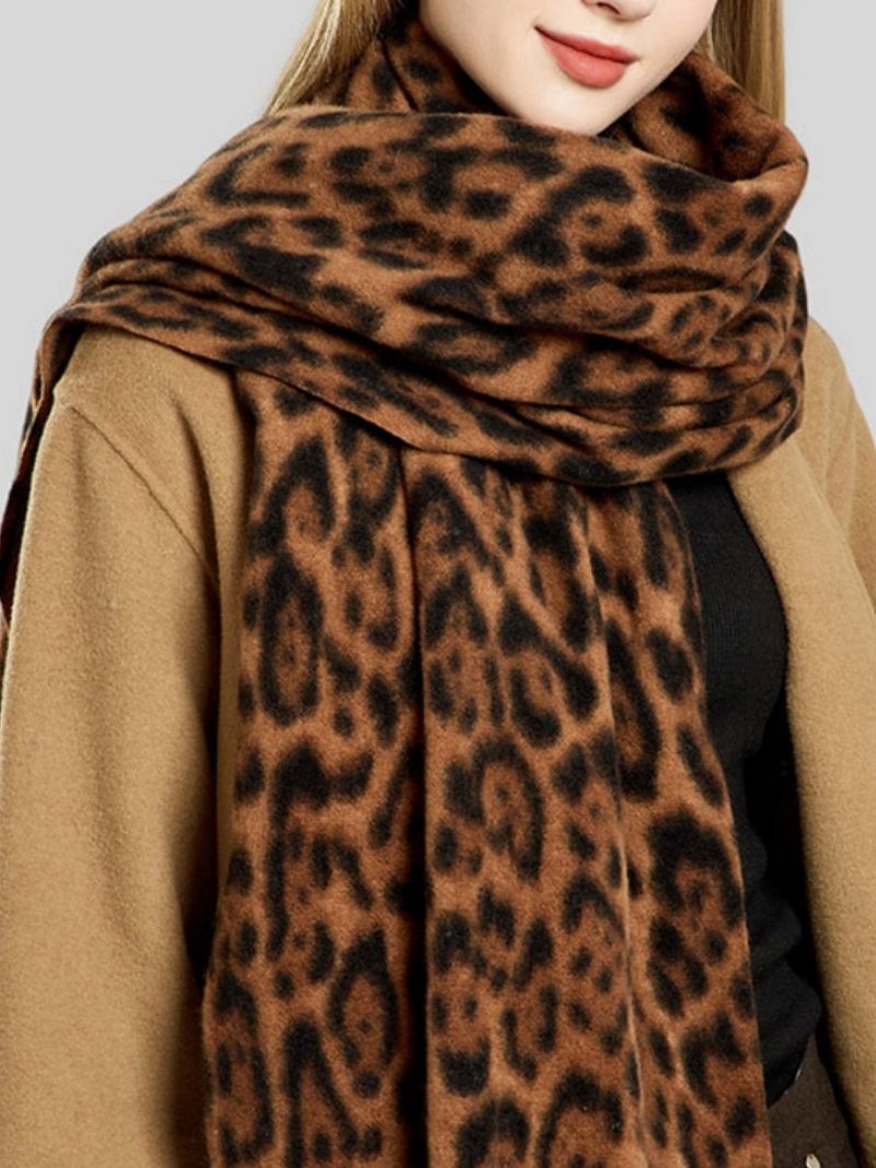 Winter Leopard Print Faux Cashmere Versatile Thick Shawl/scarf/neck Warmer